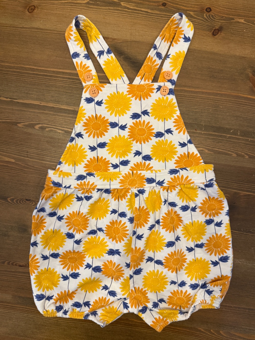 Pekkle Toddler Sunflower Floral Baby Overalls Romper (24M)